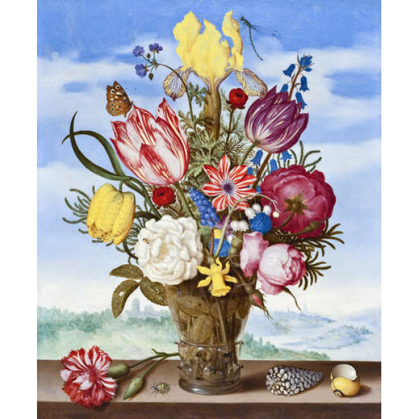 Букет квітів на виступі (Bouquet of Flowers on a Ledge) - Амброзіус Босгарт Старший (Ambrosius Bosschaert the Elder)