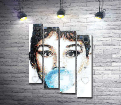 Модульная картина "Актриса Одри Хепбёрн (Audrey Hepburn) с жвачкой"