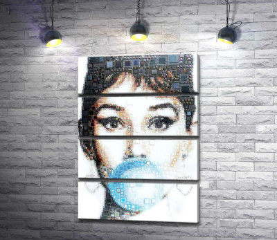 Модульна картина "Актриса Одрі Гепберн (Audrey Hepburn) із жуйкою"
