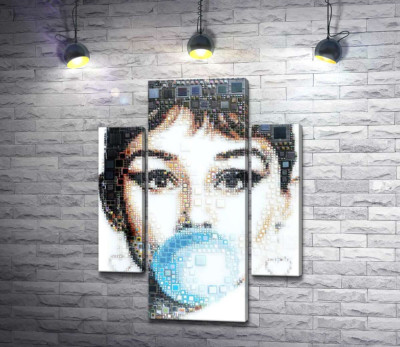 Модульна картина "Актриса Одрі Гепберн (Audrey Hepburn) із жуйкою"