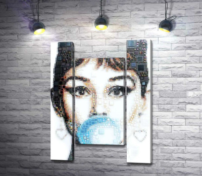 Модульна картина "Актриса Одрі Гепберн (Audrey Hepburn) із жуйкою"