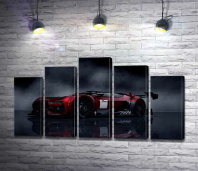 Модульная картина "Вишневый цвет спортивного автомобиля Citroёn GT"