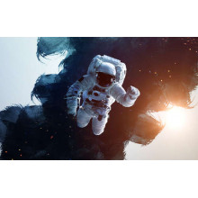 Белый скафандр космонавта контрастирует с космическим пространством