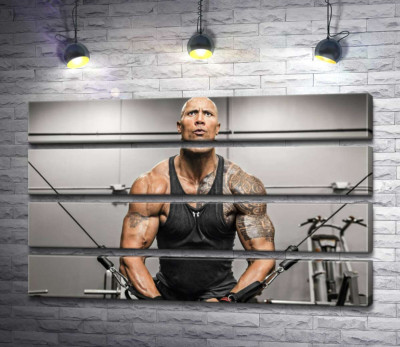 Модульна картина "Двейн Джонсон (Dwayne Johnson) тренує м'язи рук в спортзалі"