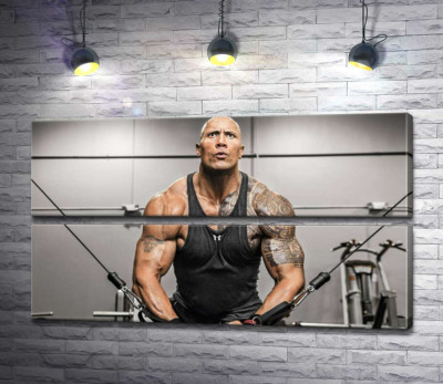 Модульна картина "Двейн Джонсон (Dwayne Johnson) тренує м'язи рук в спортзалі"