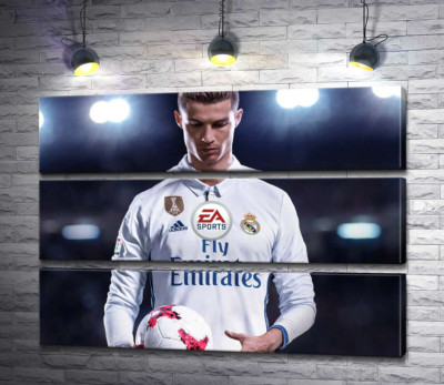 Модульна картина "Постать Кріштіану Роналду (Cristiano Ronaldo) на постері до гри "FIFA 18""