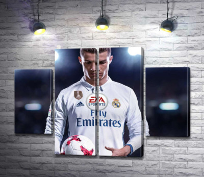 Модульна картина "Постать Кріштіану Роналду (Cristiano Ronaldo) на постері до гри "FIFA 18""