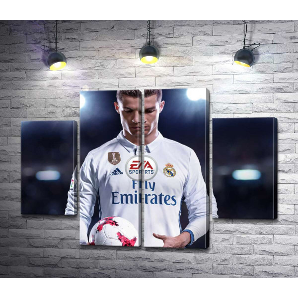 Фигура Криштиану Роналду (Cristiano Ronaldo) на постере к игре "FIFA 18"