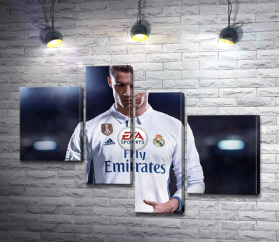 Фигура Криштиану Роналду (Cristiano Ronaldo) на постере к игре "FIFA 18"