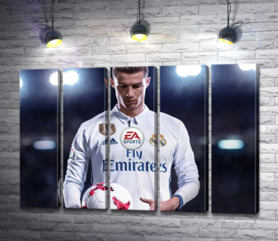 Модульна картина "Постать Кріштіану Роналду (Cristiano Ronaldo) на постері до гри "FIFA 18""