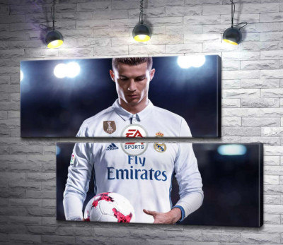 Фигура Криштиану Роналду (Cristiano Ronaldo) на постере к игре "FIFA 18"
