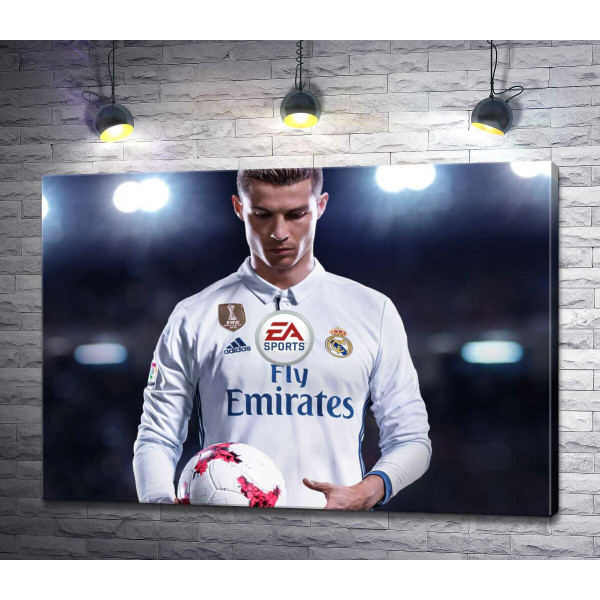 Фигура Криштиану Роналду (Cristiano Ronaldo) на постере к игре "FIFA 18"
