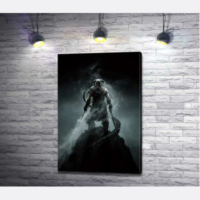 Мечи в руках грозного викинга на постере к игре "The Elder Scrolls V: Skyrim"