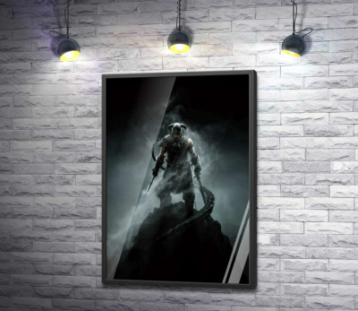 Постер "Мечі в руках грізного вікінга на постері до гри "The Elder Scrolls V: Skyrim""
