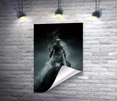 Мечі в руках грізного вікінга на постері до гри "The Elder Scrolls V: Skyrim"