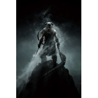 Мечи в руках грозного викинга на постере к игре "The Elder Scrolls V: Skyrim"