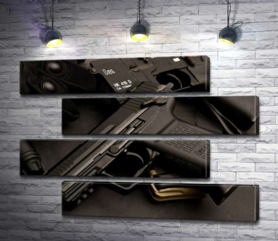 Модульная картина "Матовая поверхность самозарядного пистолета Heckler &amp; Koch HK45"