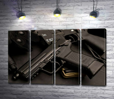 Модульная картина "Матовая поверхность самозарядного пистолета Heckler &amp; Koch HK45"