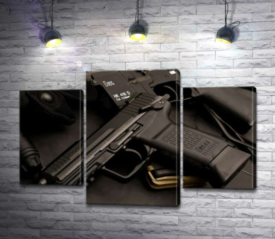 Модульная картина "Матовая поверхность самозарядного пистолета Heckler &amp; Koch HK45"