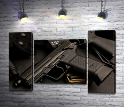 Модульна картина "Матова поверхня самозарядного пістолета Heckler &amp; Koch HK45"