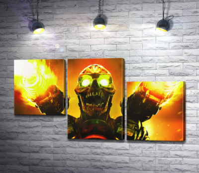 Модульна картина "Монстр із гри Doom"