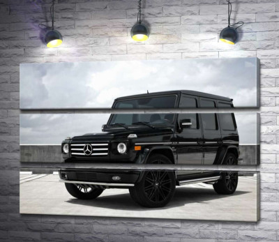 Модульная картина "Черный Mercedes Gelenvagen G55 AMG на бетонной дороге"