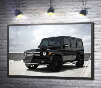 Постер "Черный Mercedes Gelenvagen G55 AMG на бетонной дороге"