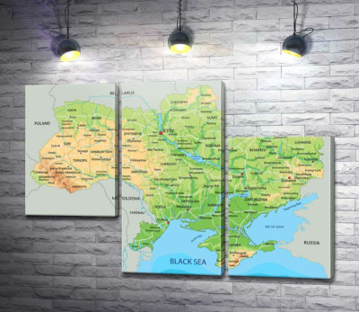 Модульна картина "Загальна фізична карта України"