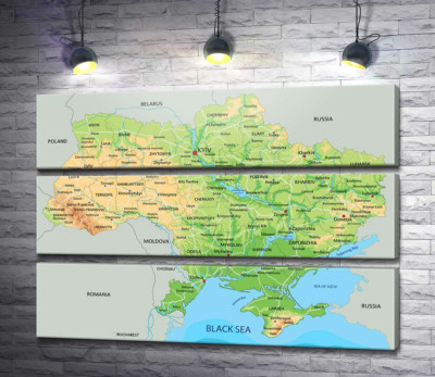 Модульная картина "Общая физическая карта Украины"