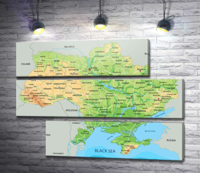 Общая физическая карта Украины
