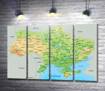 Общая физическая карта Украины