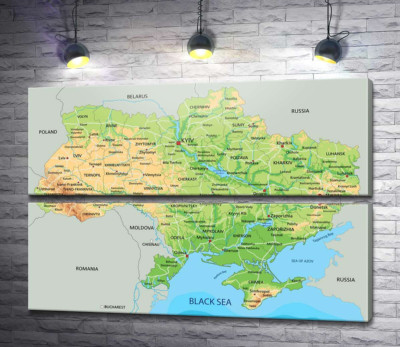 Модульная картина "Общая физическая карта Украины"