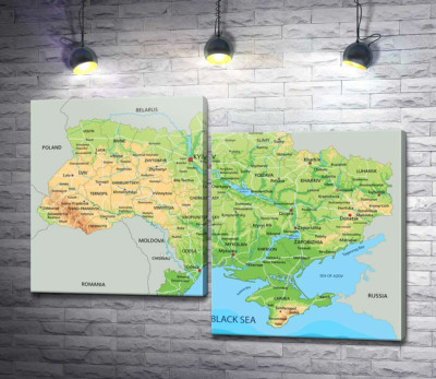 Модульна картина "Загальна фізична карта України"