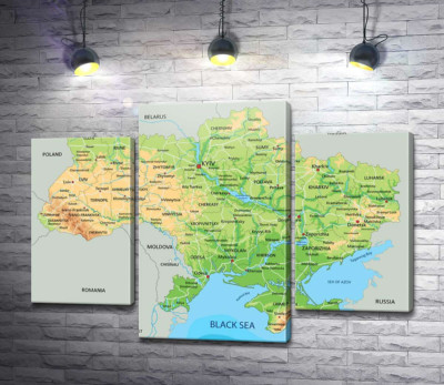 Модульна картина "Загальна фізична карта України"