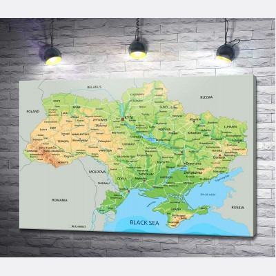 Общая физическая карта Украины