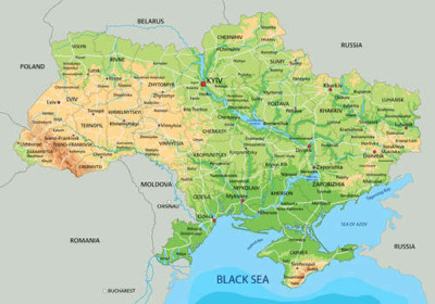 Общая физическая карта Украины