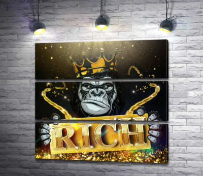 Горила Rich у короні та золоті