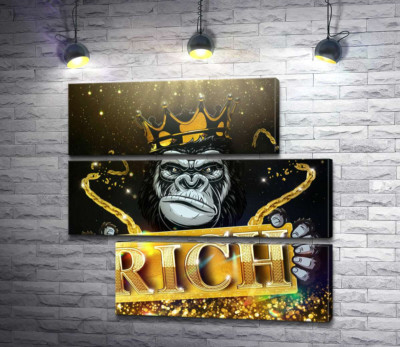 Горила Rich у короні та золоті