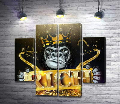 Горилла Rich в короне и золоте