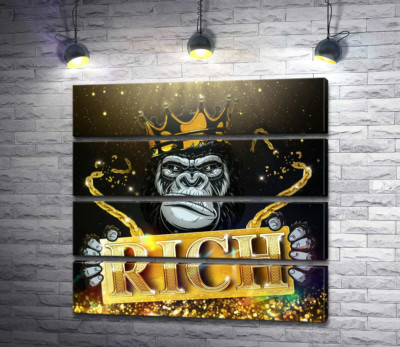 Горила Rich у короні та золоті