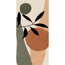 Квіткова абстракція сканді у бежево-зелених тонах №3