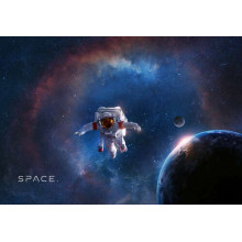 Космонавт у відкритому космосі на тлі землі