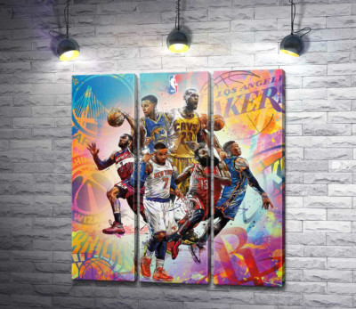 Модульная картина "Баскетбольные звезды NBA"