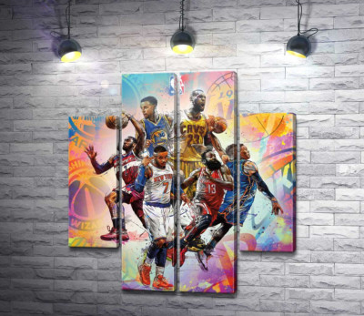 Модульна картина "Баскетбольні зірки NBA"