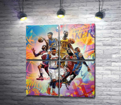 Модульная картина "Баскетбольные звезды NBA"