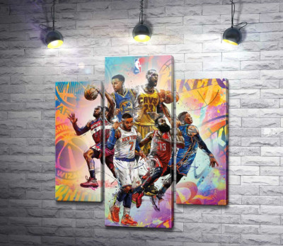 Модульна картина "Баскетбольні зірки NBA"