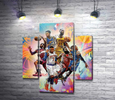 Модульная картина "Баскетбольные звезды NBA"