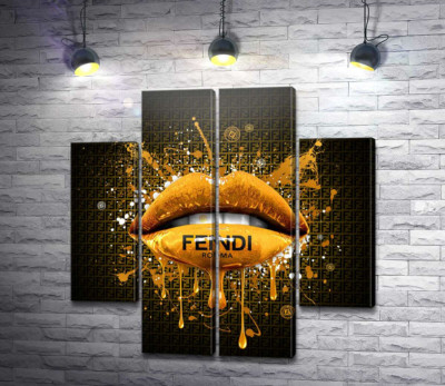 Золотистые гламурные губы Fendi
