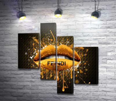 Золотисті гламурні губи Fendi