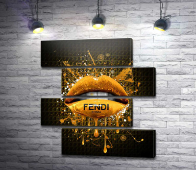 Золотисті гламурні губи Fendi